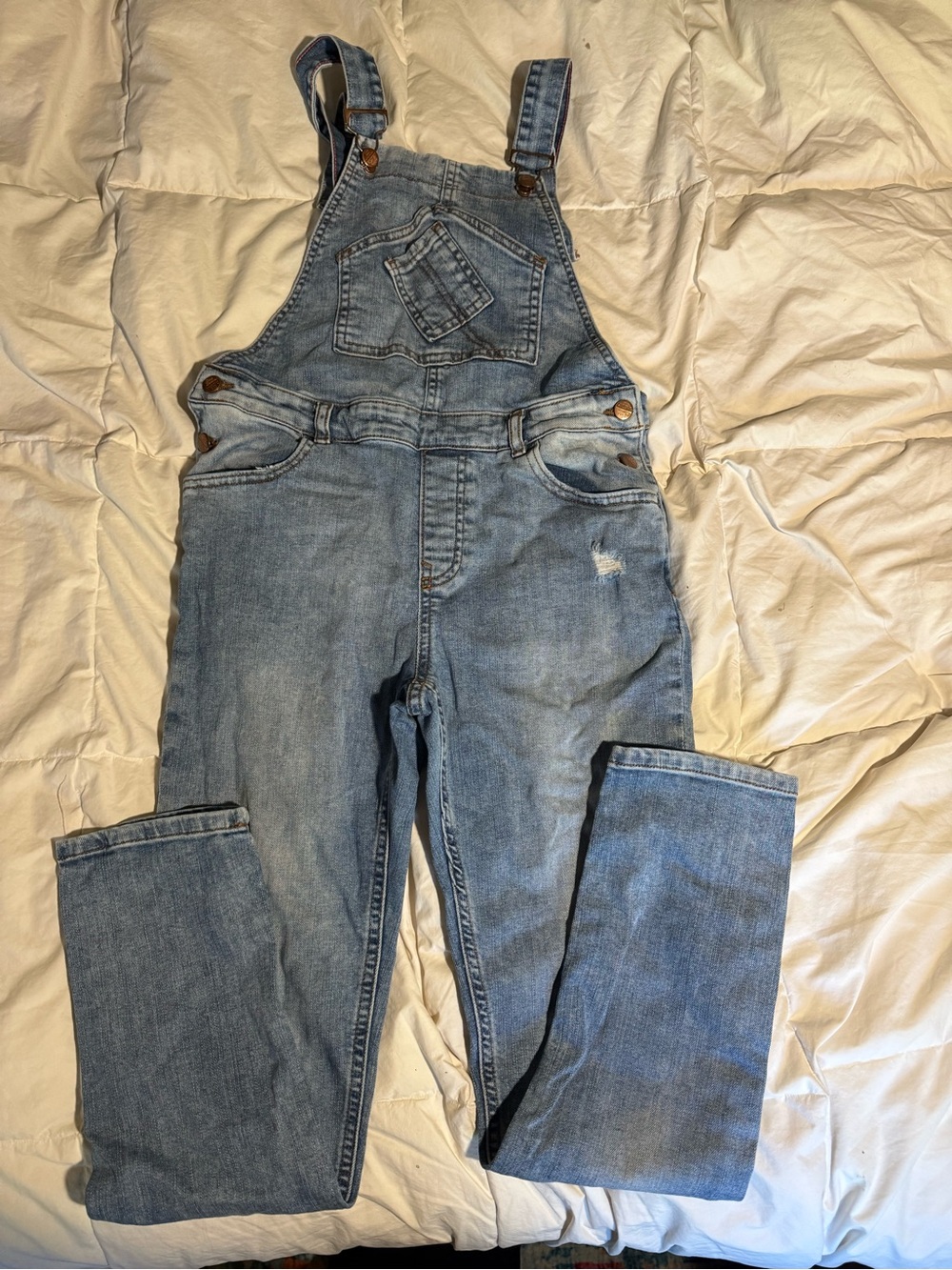 Light Blue Denim Overalls - Relaxed Zara girls 11/12 Jeans Overalls